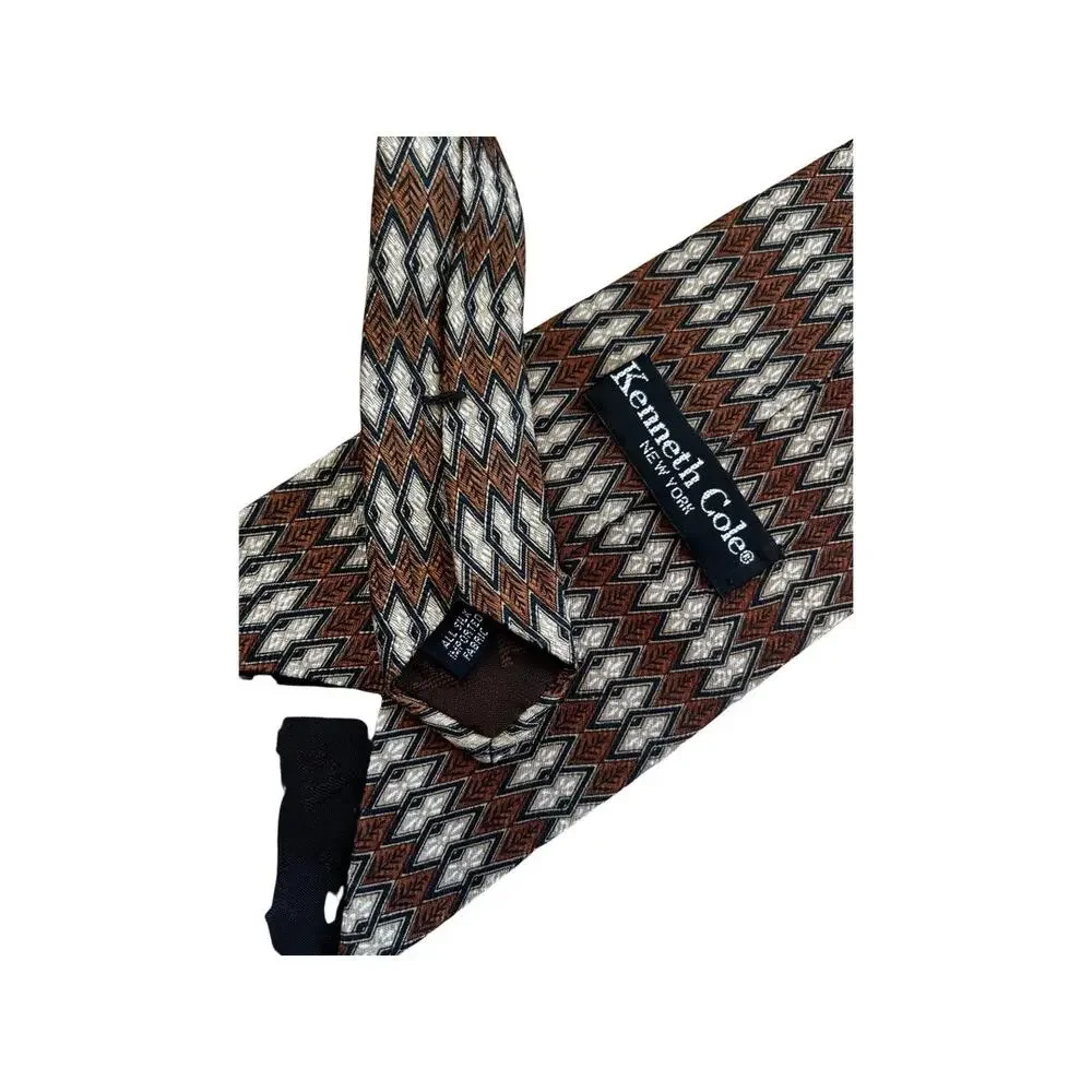 Vintage Kenneth Cole 90s Silk Necktie Brown Tan Neutral